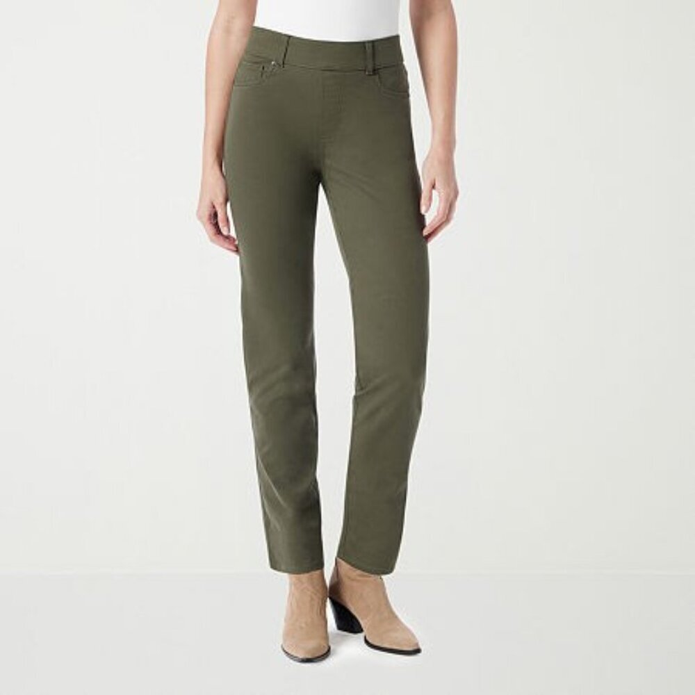 NWT Gloria Vanderbilt Women's Shape Effect Pull-On Straight-Leg Jeans - Olive - Picture 8 of 8